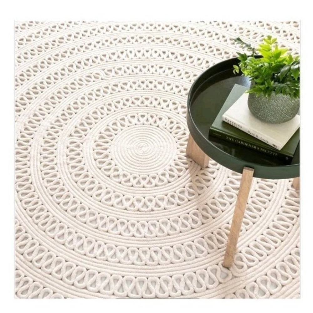 Brand New DASH & ALBERT Annie Selke Co Bowline Ivory 4' Round Indoor/Outdoor Rug
